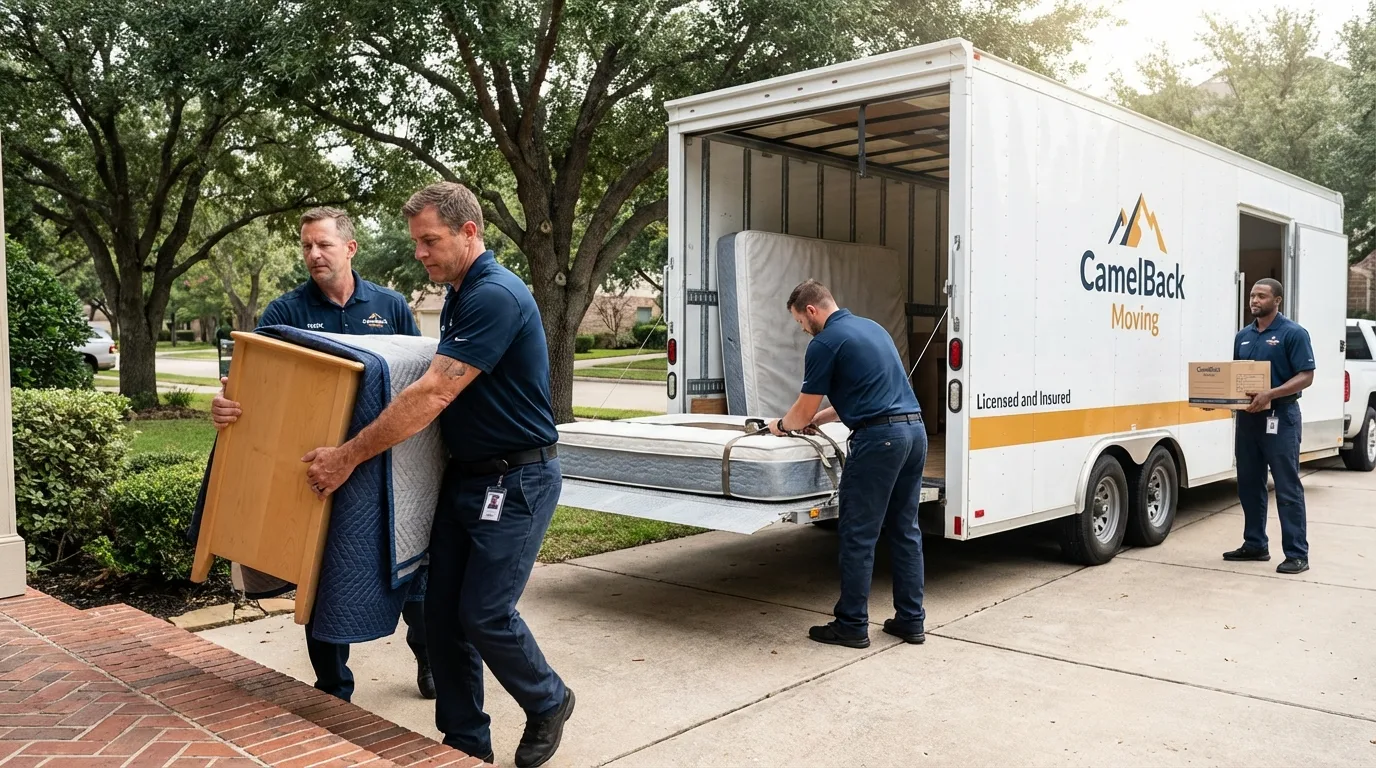 Crew loading residential truck for cross-state move from Freehold, NJ