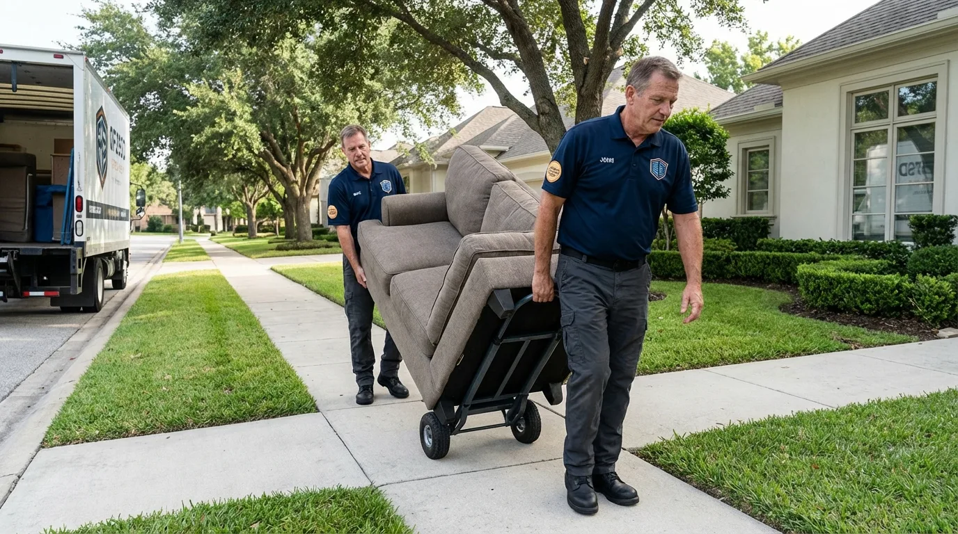 Local residential moving crew loading furniture in Freehold, NJ