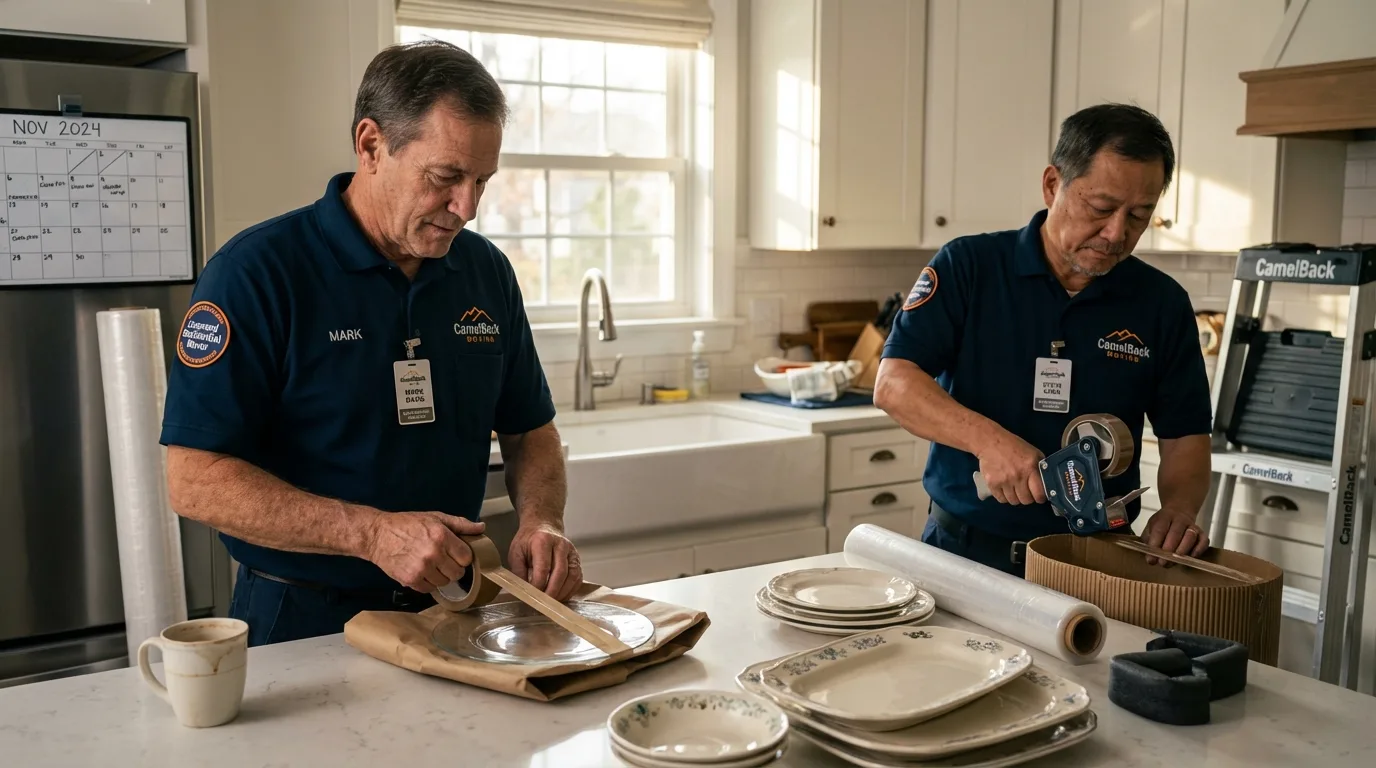 Professional crew packing kitchen dishware in Freehold, NJ